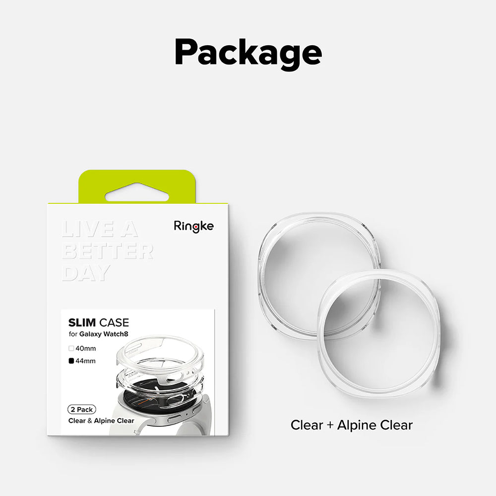 Ringke Slim Case for Samsung Galaxy Watch8 44mm, Set of 2, Transparent