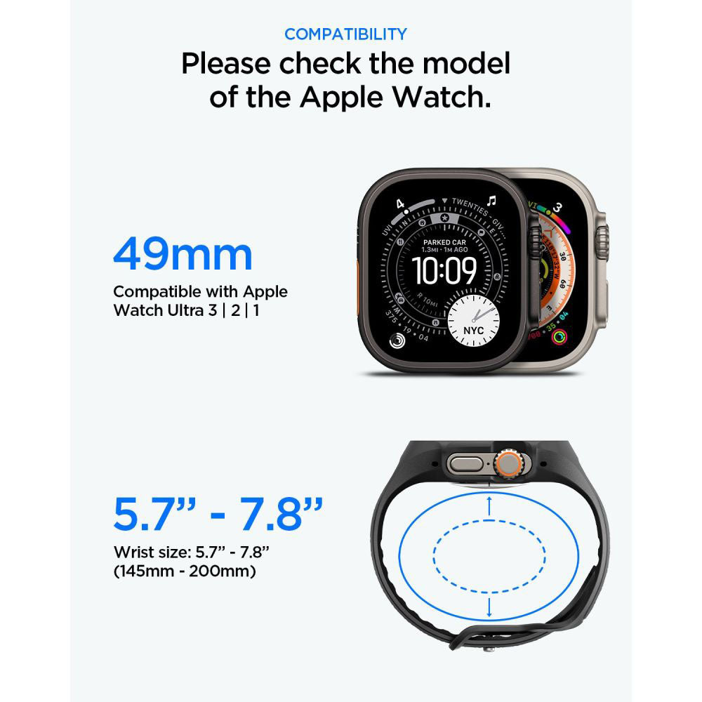 Spigen Liquid Air Pro Case with Screen Protector for Apple Watch Ultra Series, Matte Black ACS11416