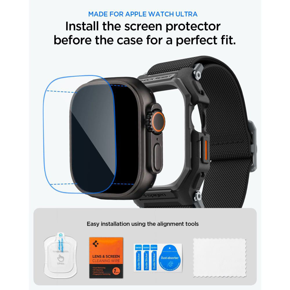 Spigen Lite Fit Pro Case with Screen Protector for Apple Watch Ultra Series, Matte Black ACS11415