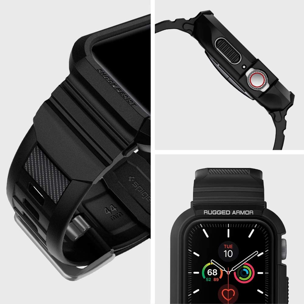Spigen Rugged Armor Pro Case for Apple Watch 44mm Series, Black 062CS25324