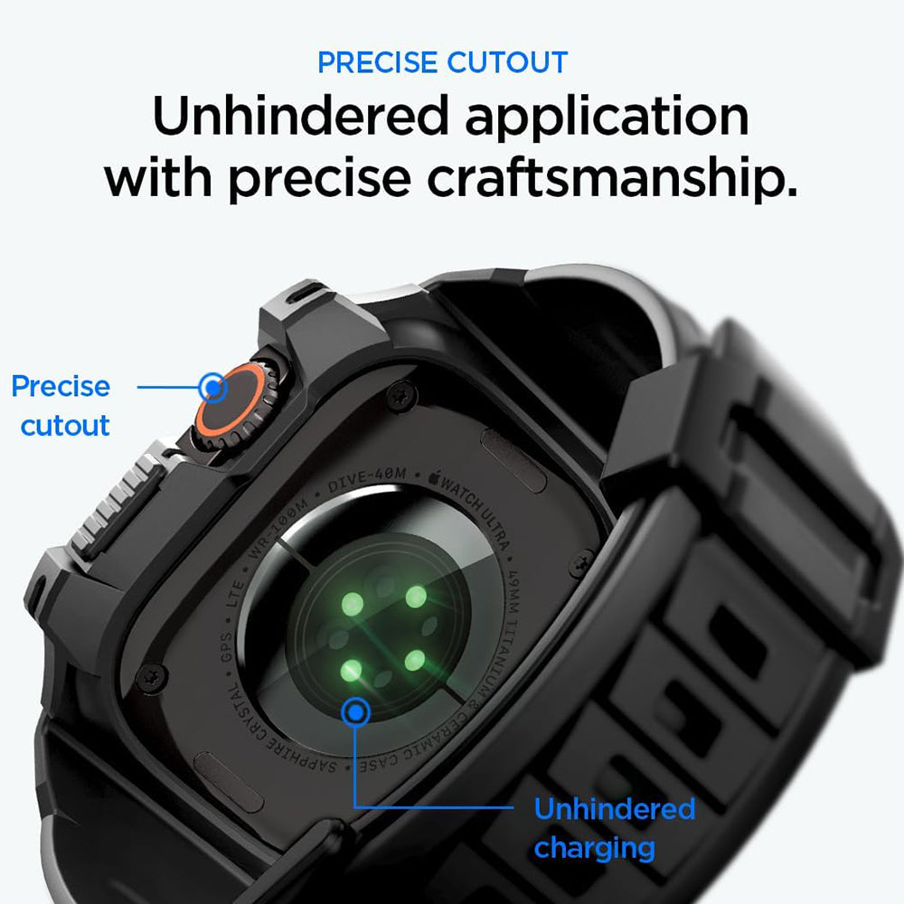 Spigen Rugged Armor Pro Case with Screen Protector for Apple Watch Ultra Series, Black ACS12053