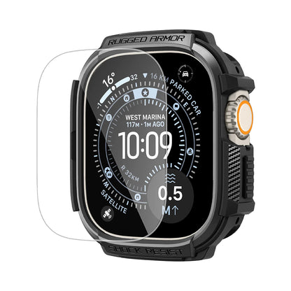 Spigen Rugged Armor Case with Screen Protector for Apple Watch Ultra Series, Black ACS11414