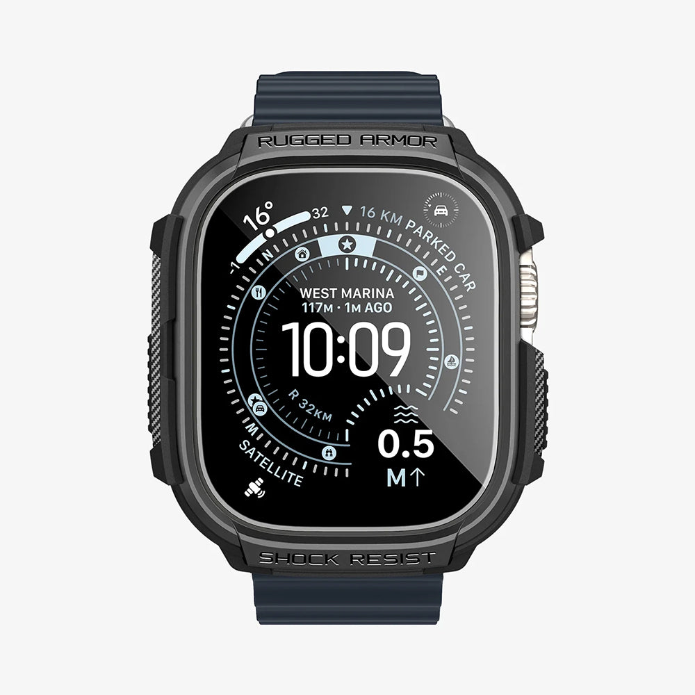 Spigen Rugged Armor Case with Screen Protector for Apple Watch Ultra Series, Black ACS11414