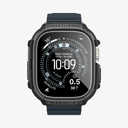 Spigen Rugged Armor Case with Screen Protector for Apple Watch Ultra Series, Black ACS11414