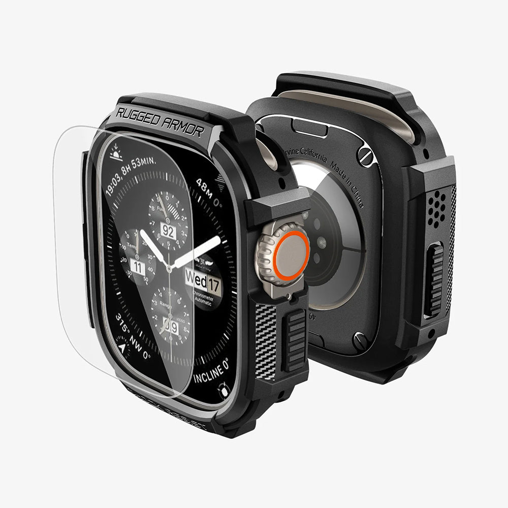 Spigen Rugged Armor Case with Screen Protector for Apple Watch Ultra Series, Black ACS11414