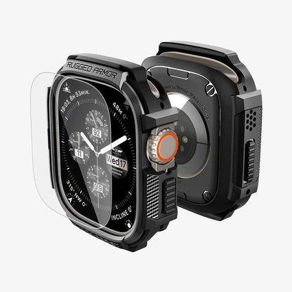 Spigen Rugged Armor Case with Screen Protector for Apple Watch Ultra Series, Black ACS11414