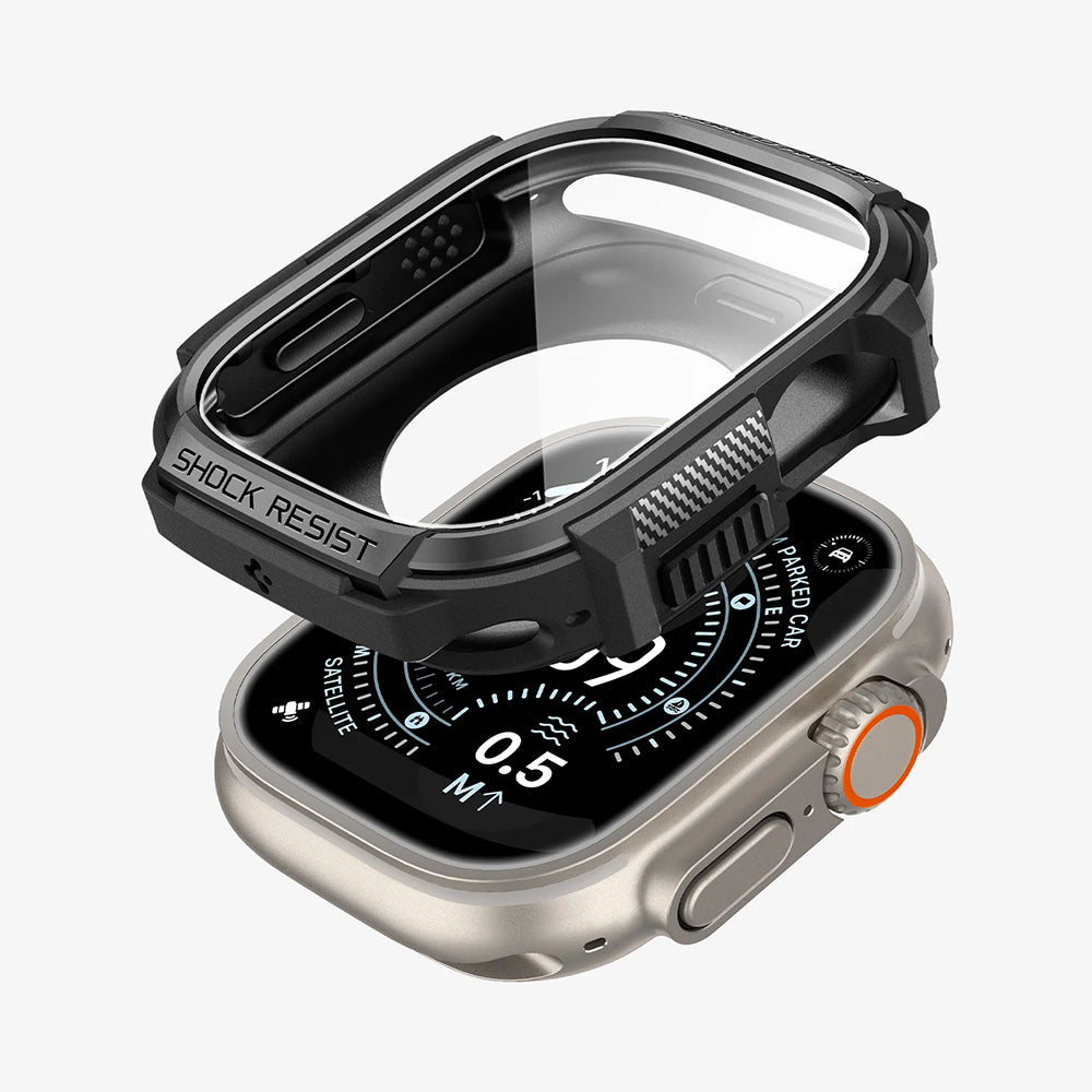 Spigen Rugged Armor Case with Screen Protector for Apple Watch Ultra Series, Black ACS11414
