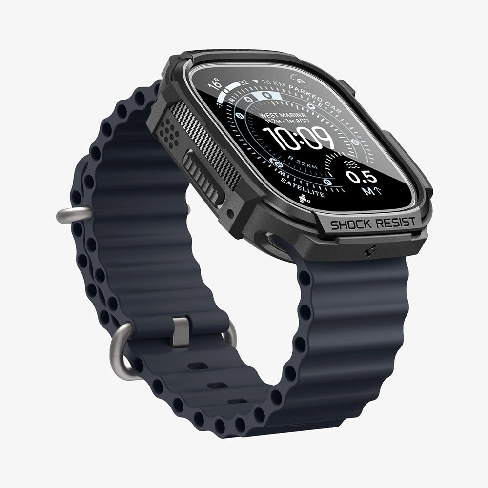 Spigen Rugged Armor Case with Screen Protector for Apple Watch Ultra Series, Black ACS11414