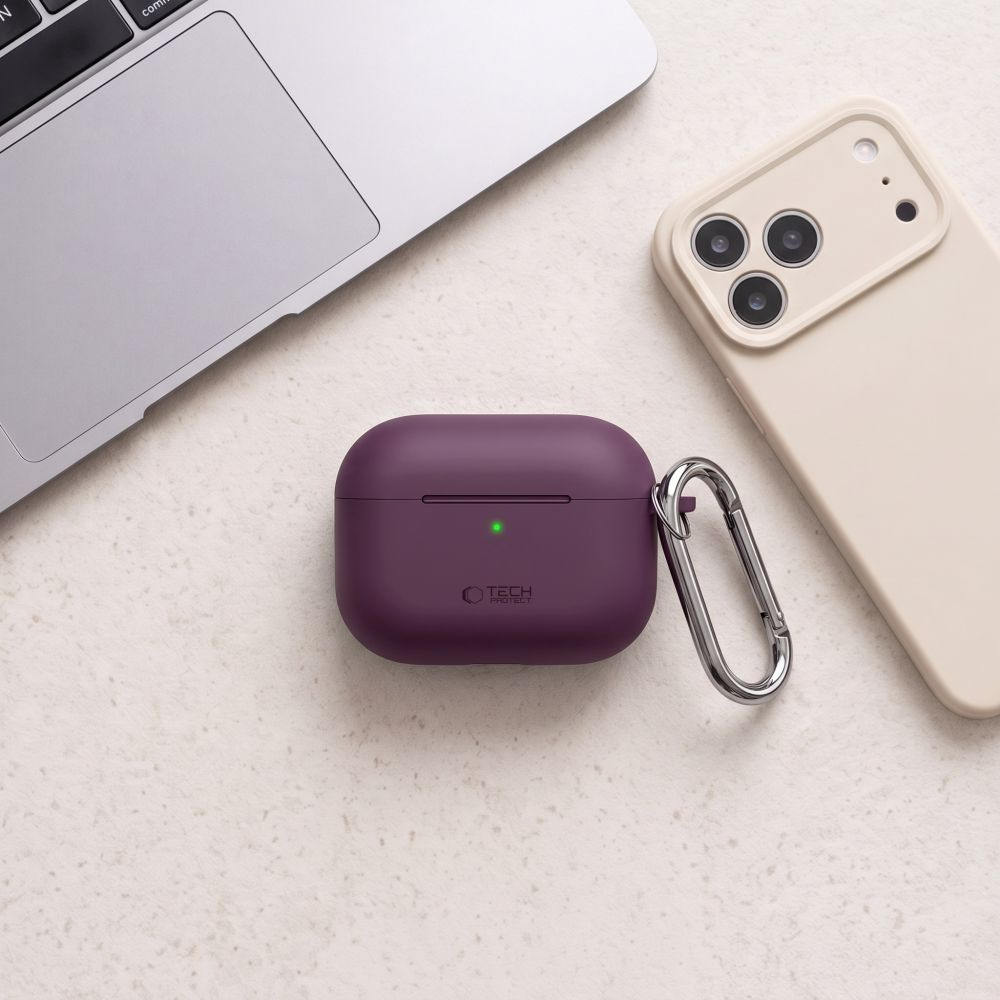 Tech-Protect Silicone Hook Case for Apple AirPods Pro 3, Burgundy