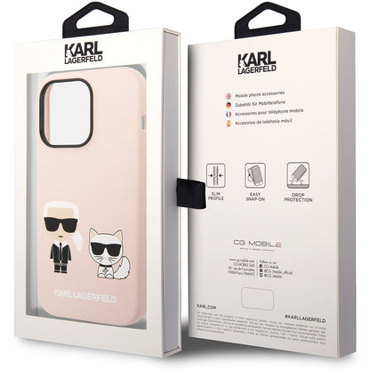MagSafe Case for Apple iPhone 14 Pro Max, Karl Lagerfeld, Silicone Body Karl & Choupette, Pink
