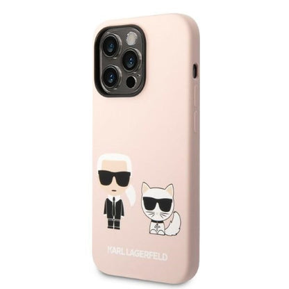 MagSafe Case for Apple iPhone 14 Pro, Karl Lagerfeld, Silicone Body Karl & Choupette, Pink