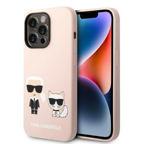 MagSafe Case for Apple iPhone 14 Pro Max, Karl Lagerfeld, Silicone Body Karl & Choupette, Pink