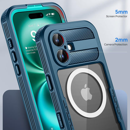 Waterproof Case for Apple iPhone 16, ShellBox, Carbon, Black