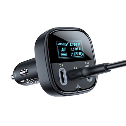 Acefast B5 Display Car Charger, 101W, 5A, 1 x USB-A - 2 x USB-C, Black