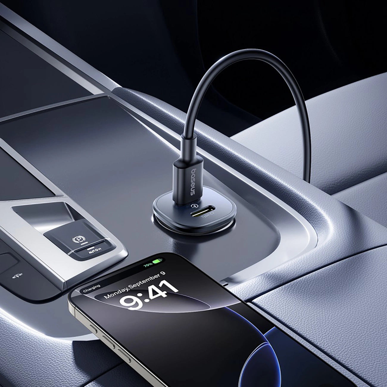 Baseus GoTrip Car Charger, 30W, 3A, 2 x USB-C, Black