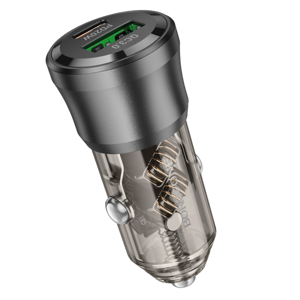 Borofone BZ25 Journey Car Charger, 38W, 3A, 1 x USB-A - 1 x USB-C, Black