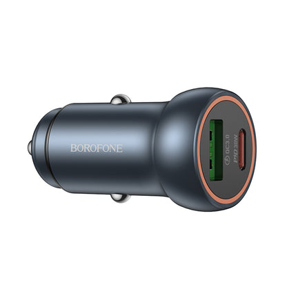 Borofone BZ32A Fresh Car Charger, 30W, 3A, 1 x USB-A - 1 x USB-C, Grey