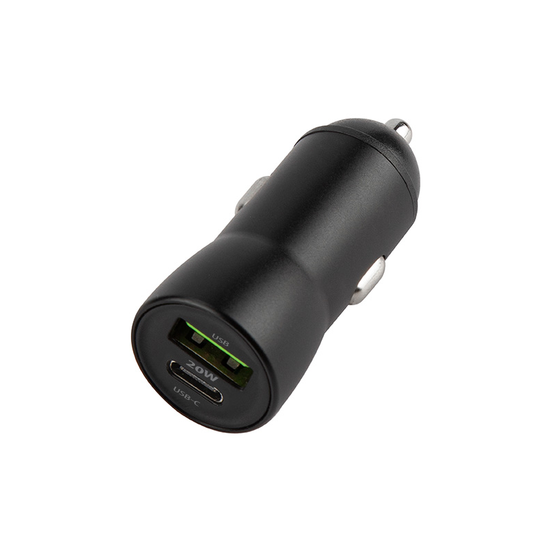 Car Charger with Lightning Cable MaXlife MXCC-04, 20W, 3A, 1 x USB-A - 1 x USB-C, Black