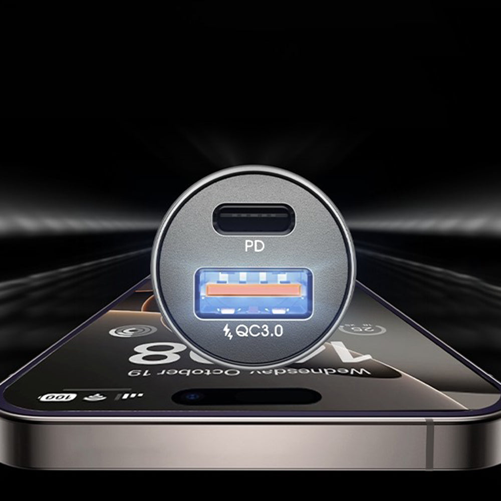 Car Charger with USB-C / Lightning Cable Lisen, 48W, 3A, 1 x USB-A - 1 x USB-C, Black YL0223080035