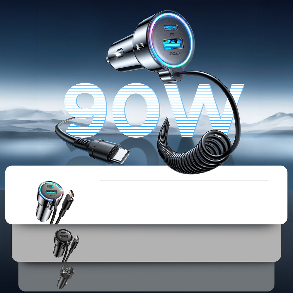 USB-C Joyroom JR-CL07 Car Charger, 72W, 3A, 1 x USB-A - 1 x USB-C, Black