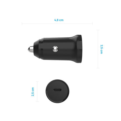 Fixed Auto Charger, 20W, 3A, 1 x USB-C, Black