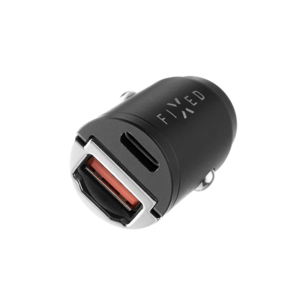 Fixed Auto Charger, 30W, 3A, 1 x USB-A - 1 x USB-C, Black