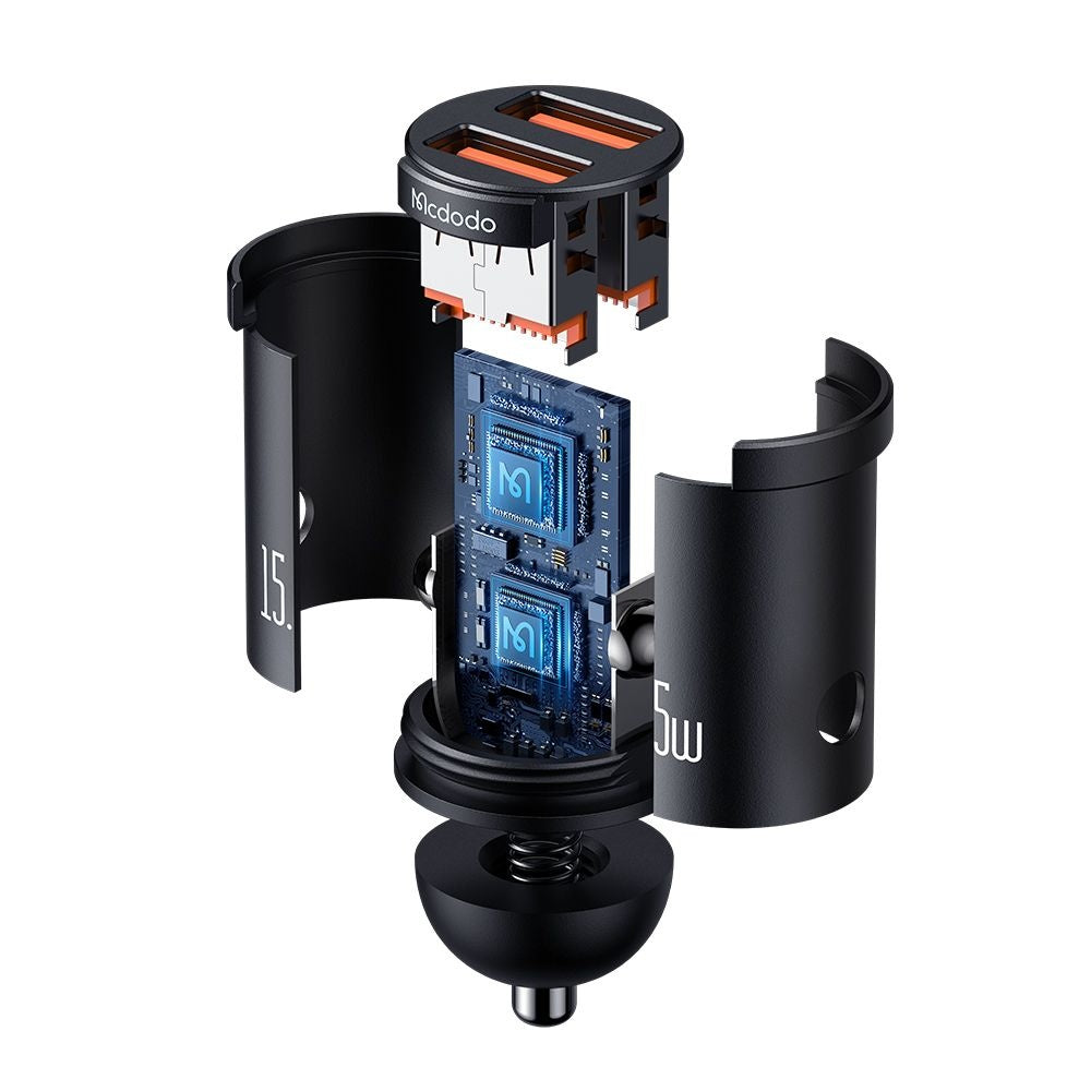 McDodo CC-2950 Cool Car Charger, 15.5W, 3.1A, 2 x USB-A, Black