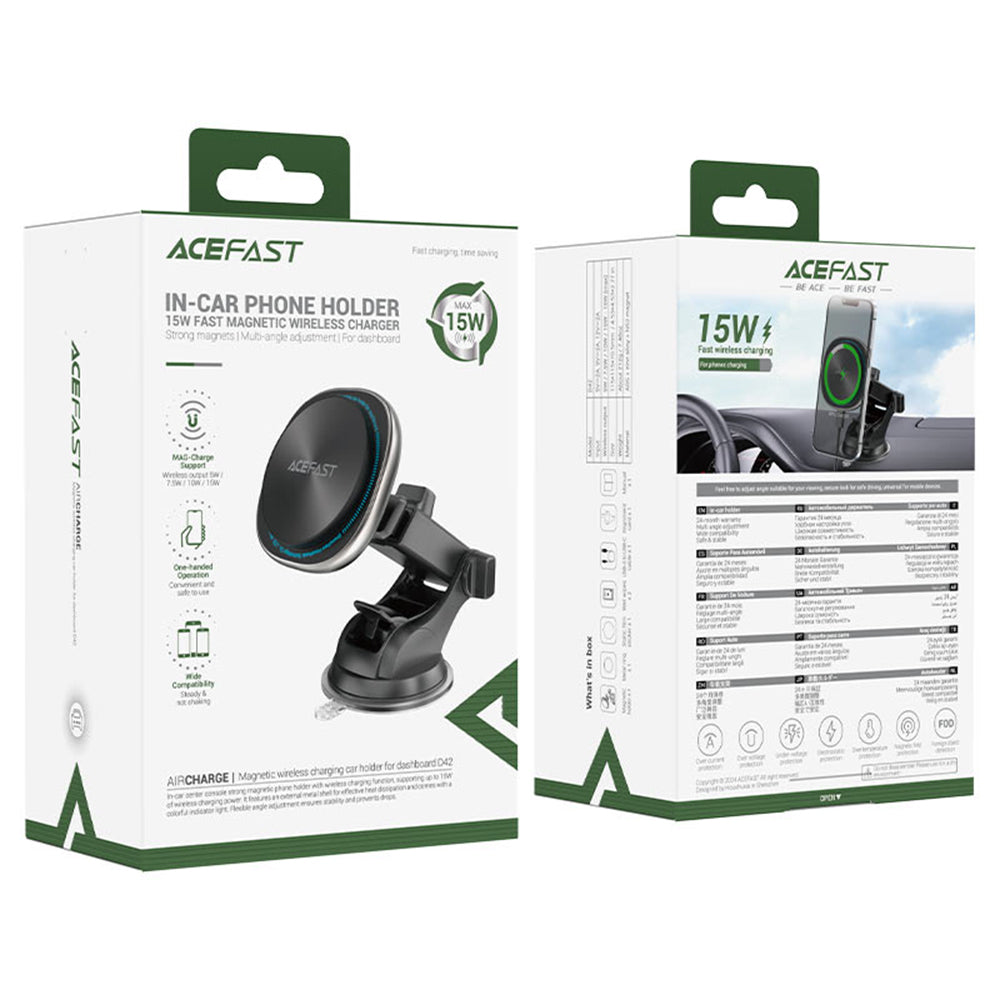 Acefast D42 Wireless Car Charger, 15W, 1.67A, Silver