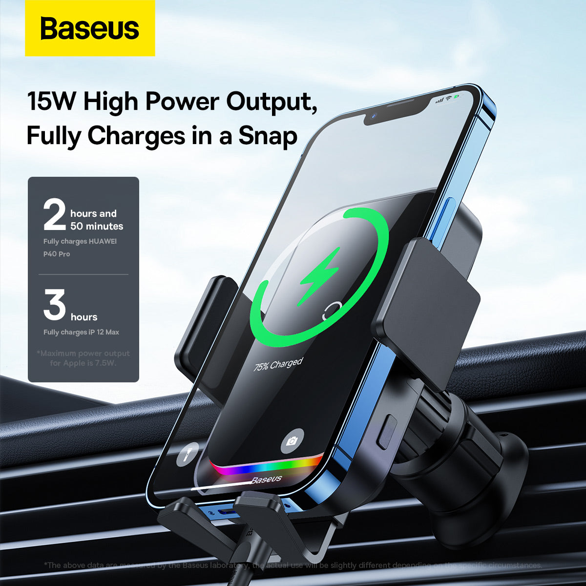 Baseus Halo Wireless Car Charger, 15W, 1.67A, Black SUDD000001