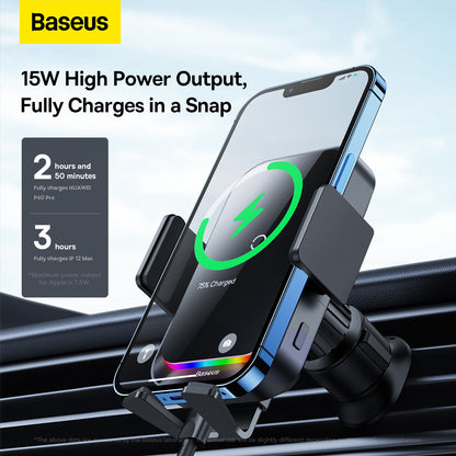 Baseus Halo Wireless Car Charger, 15W, 1.67A, Black SUDD000001