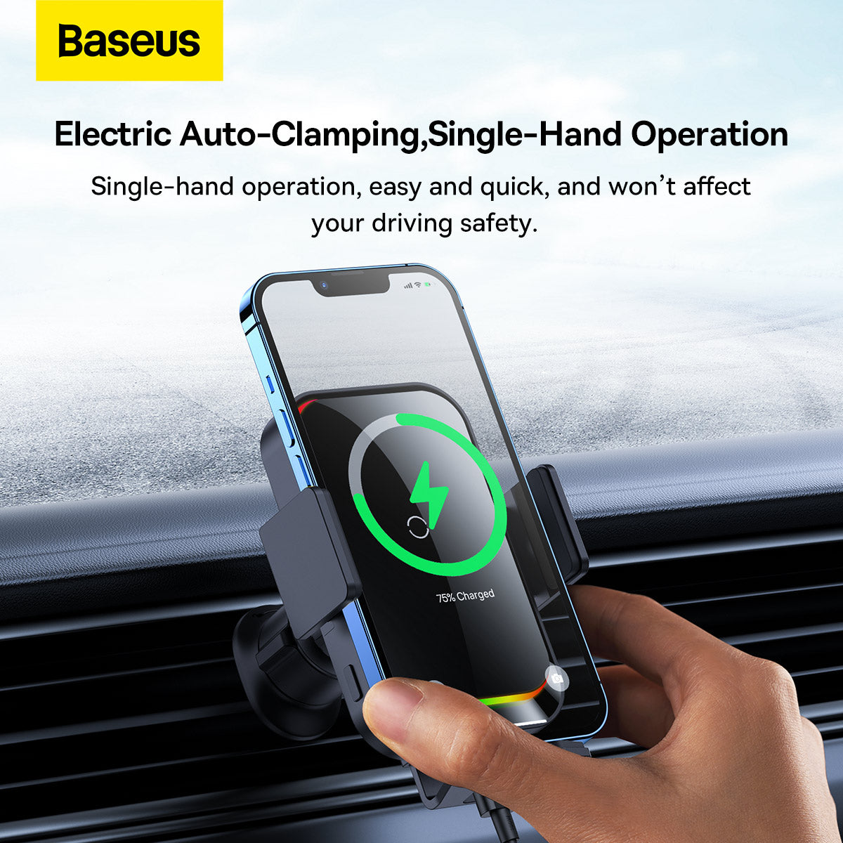 Baseus Halo Wireless Car Charger, 15W, 1.67A, Black SUDD000001