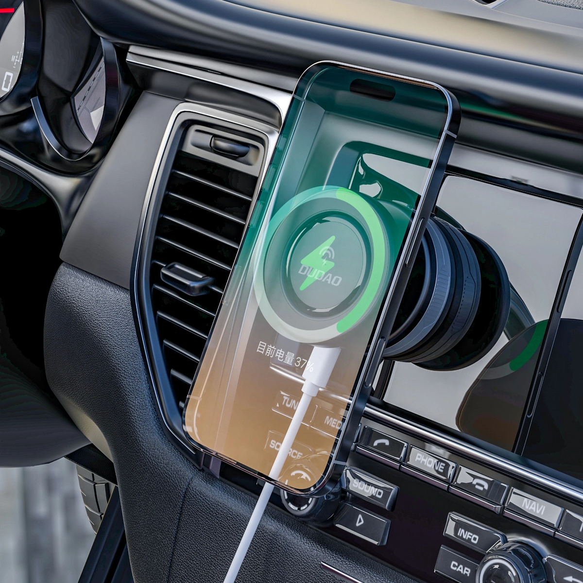 Dudao F24Max Wireless Car Charger, 15W, 1.67A, Black