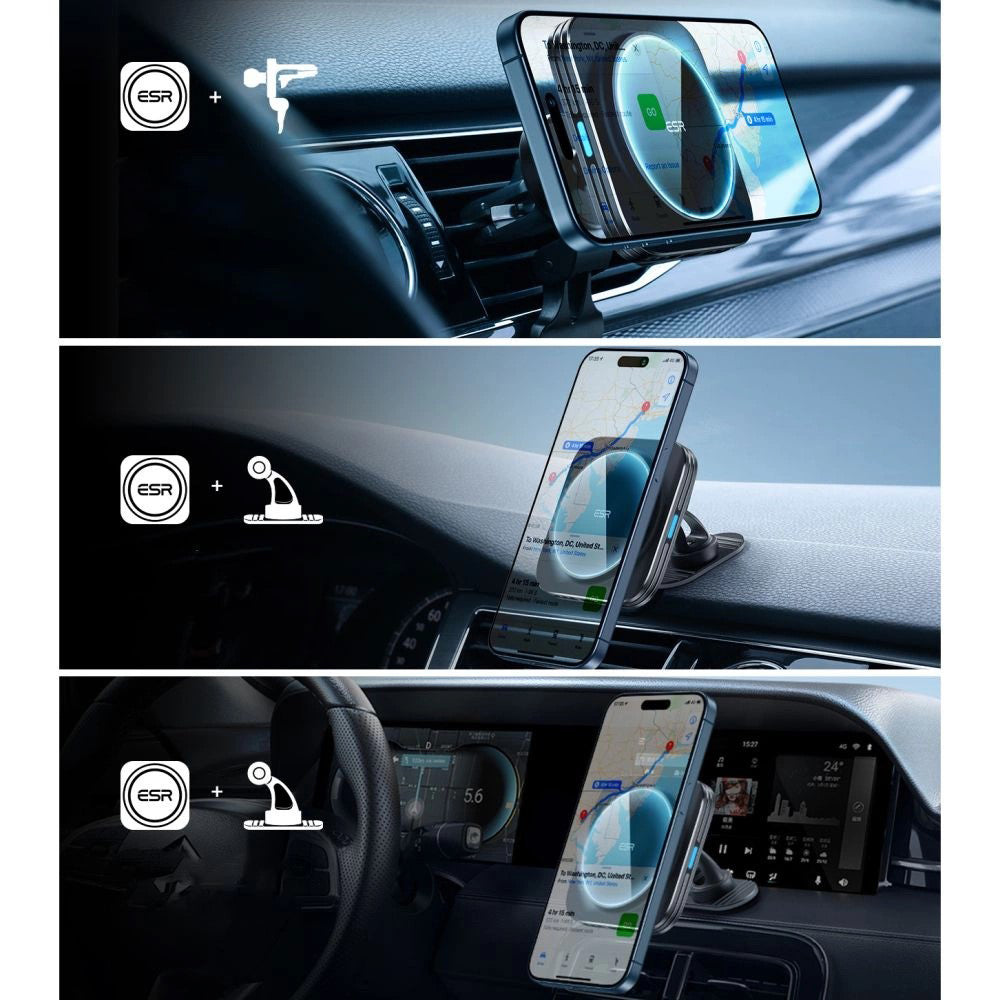 ESR HaloLock Vent Wireless Car Charger, 15W, 1.67A, Black