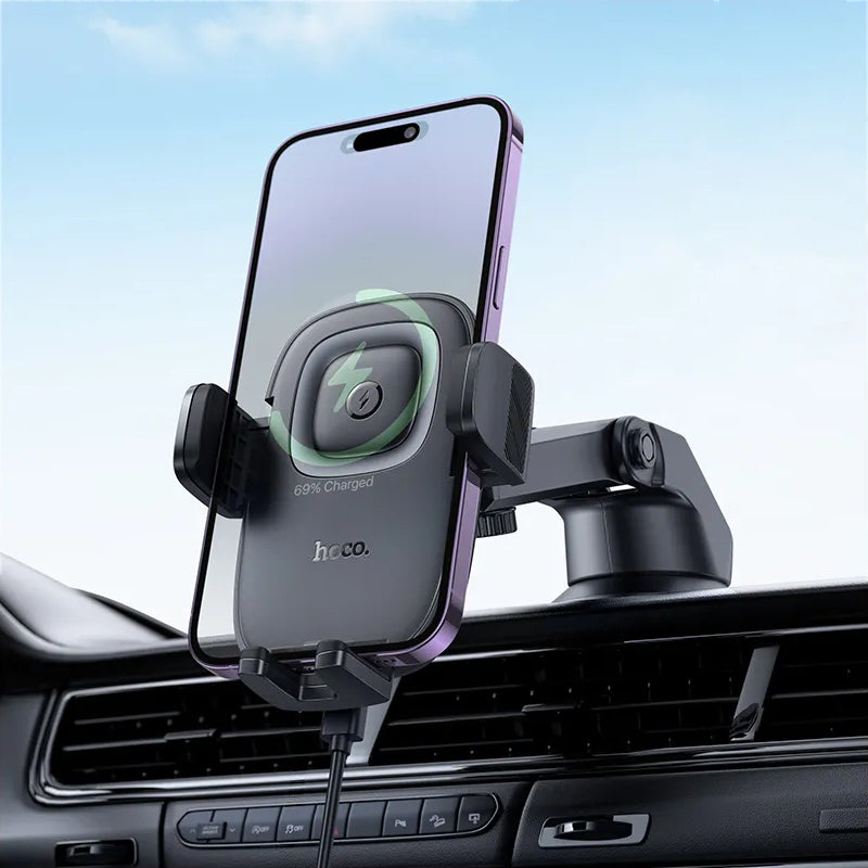 HOCO HW32 Wireless Car Charger, 15W, 1.67A, Black