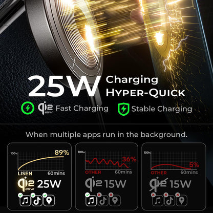 Lisen W608 Pro Wireless Car Charger, 25W, Black YL0225090001