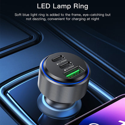 Yesido Y50 Car Charger, 60W, 3A, 1 x USB-A - 2 x USB-C, Black