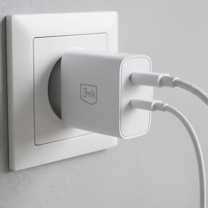 3MK FlowPower Network Charger, 45W, 1 x USB-A - 1 x USB-C, White