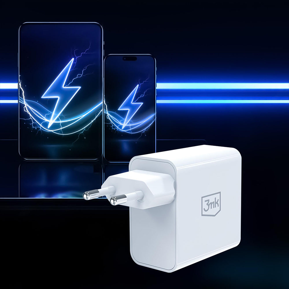 3MK FlowPower Network Charger, 45W, 1 x USB-A - 1 x USB-C, White