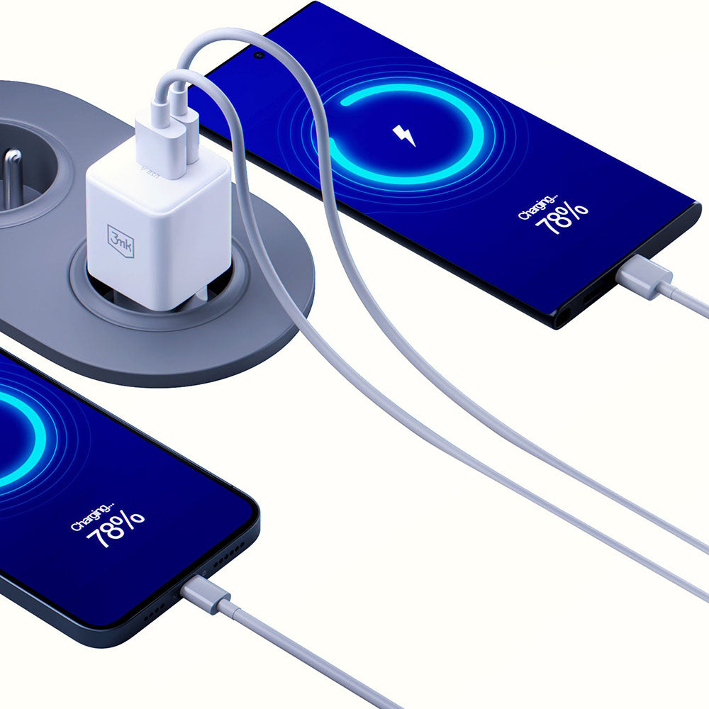 3MK Hyper Network Charger, 20W, 3A, 1 x USB-A - 1 x USB-C, White