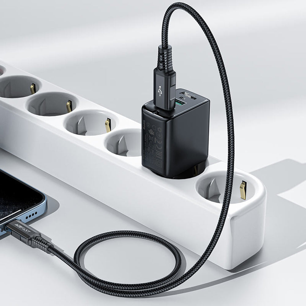 Acefast A33 Network Charger, 18W, 3A, 2 x USB-A, Black