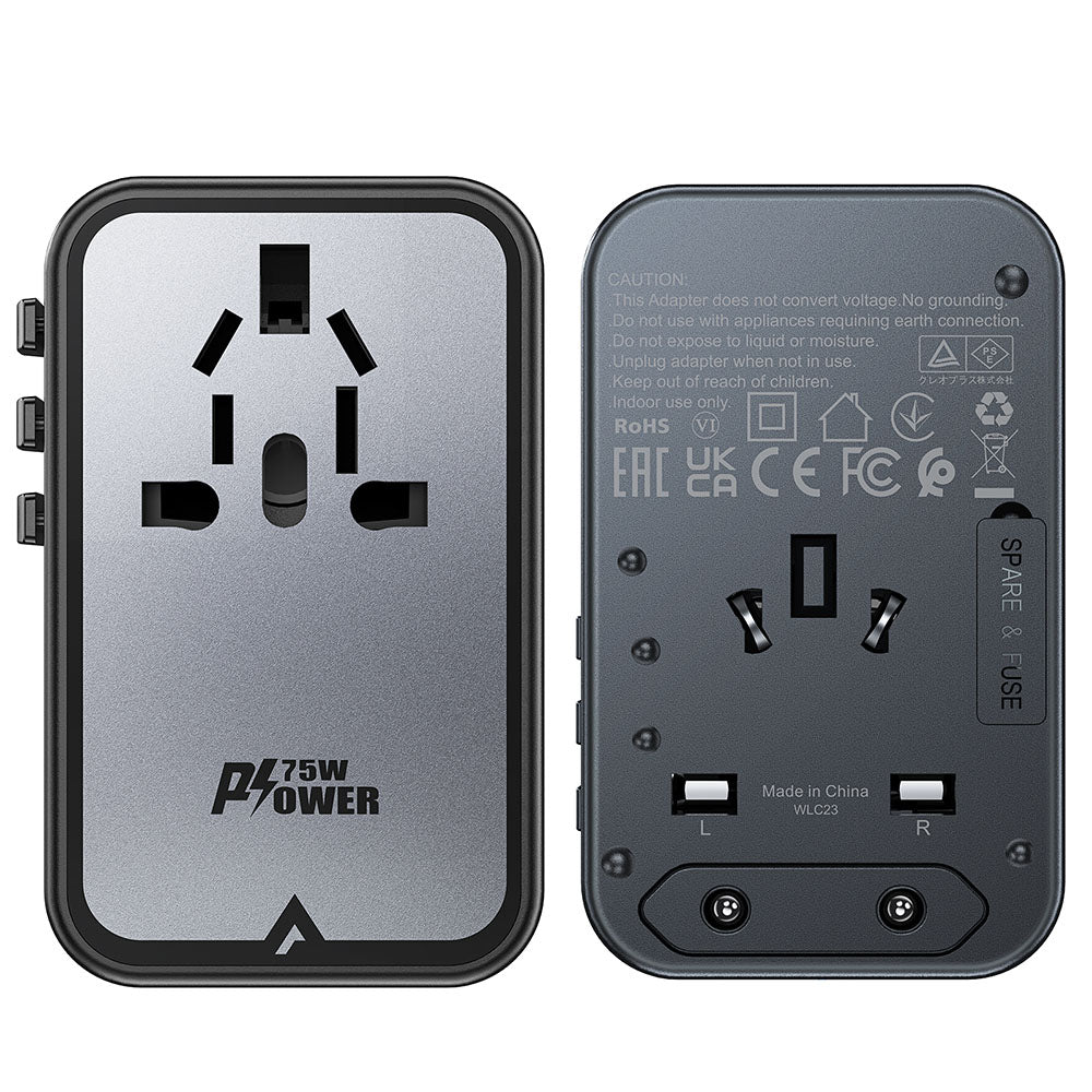 Acefast Travel Z1 Network Charger, 75W, 3.35A, 2 x USB-A - 3 x USB-C, Black