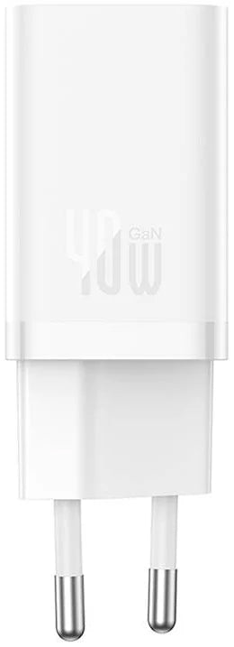 Baseus GaN5 Pro Network Charger, 40W, 3A, 2 x USB-C, White CCGP180102