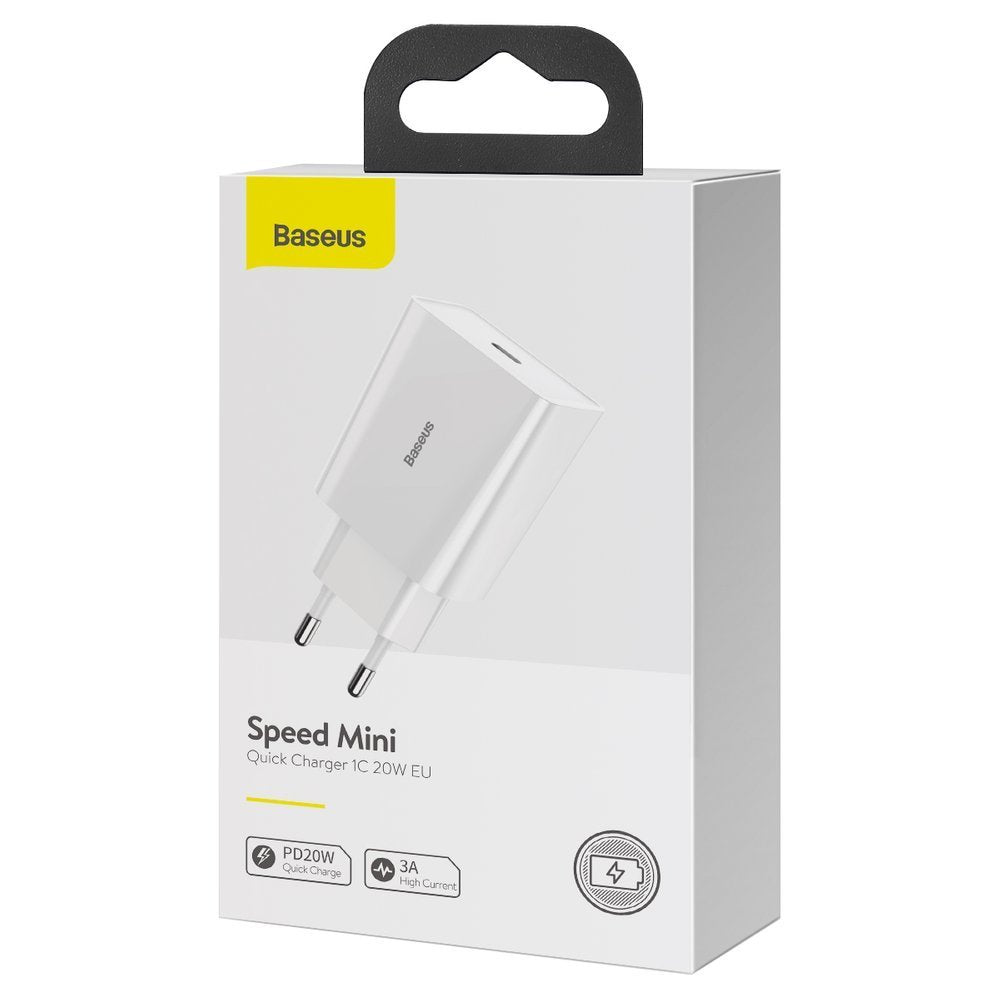 Baseus Speed Mini Network Charger, 20W, 3A, 1 x USB-C, White CCFS-SN02