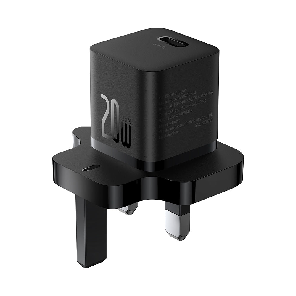 Baseus UK Network Charger, 20W, 3A, 1 x USB-C, Black P10110907113-00