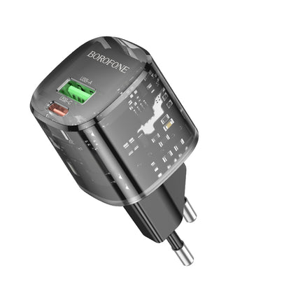 Borofone BN17 Sunlight Network Charger, 20W, 3A, 1 x USB-A - 1 x USB-C, Black