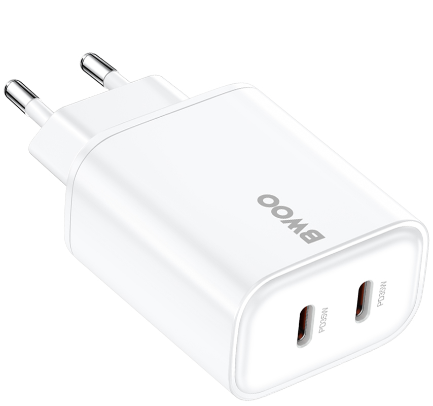 BWOO CDA206 Network Charger, 35W, 3A, 2 x USB-C, White