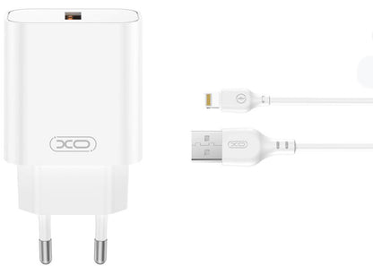 Network Charger with Lightning Cable XO Design CE33, 18W, 3A, 1 x USB-A, White