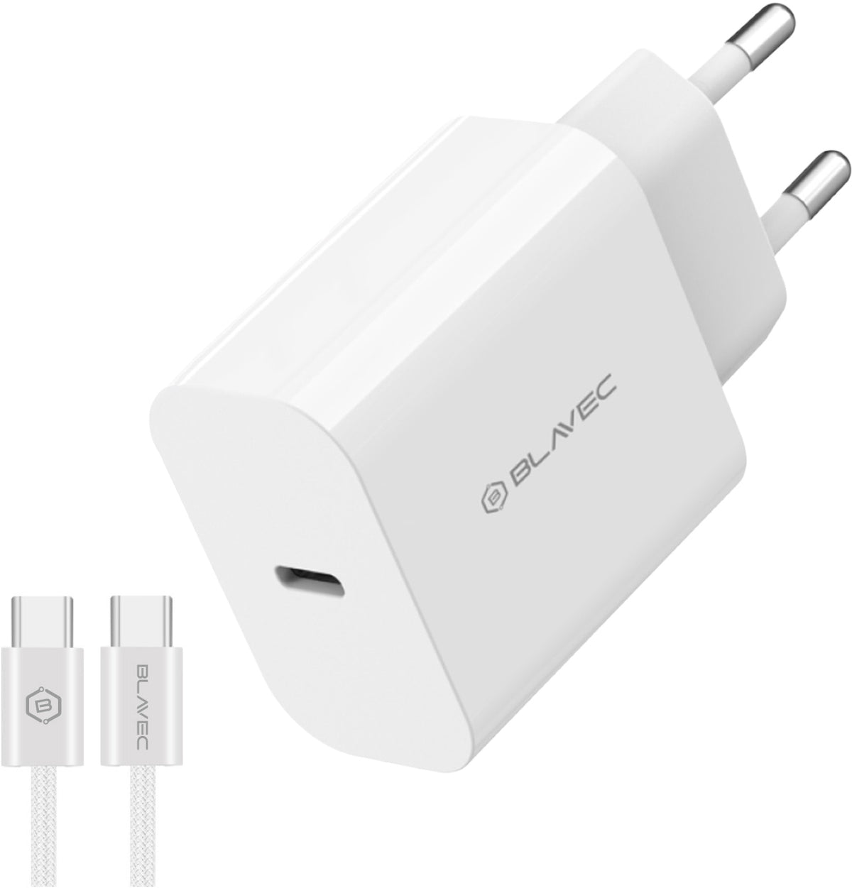 Blavec BC-14 USB-C Wall Charger with Cable, 30W, 3A, 1 x USB-C, White
