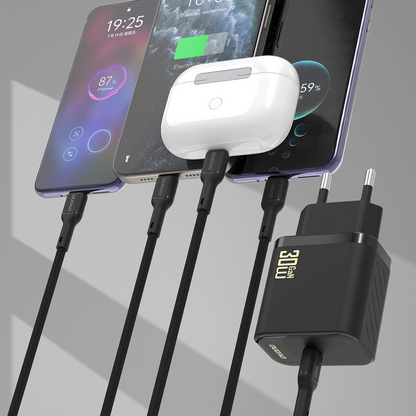 Dudao A27PCEU USB-C Cable Wall Charger, 30W, 3A, 1 x USB-C, Black