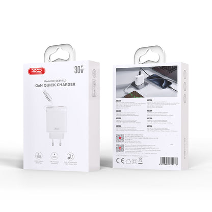 Network Charger with USB-C Cable XO Design CE31, 30W, 3A, 1 x USB-A - 1 x USB-C, White